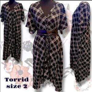 Torrid Black and White Plaid Fit-Flare Dress Size 2